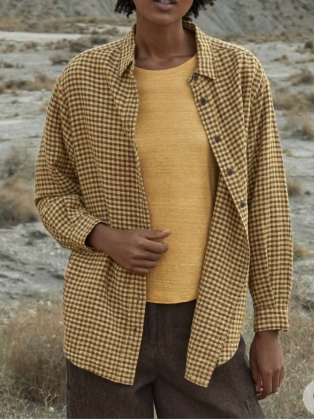 Poetry Yellow Gingham Button-Front Overshirt